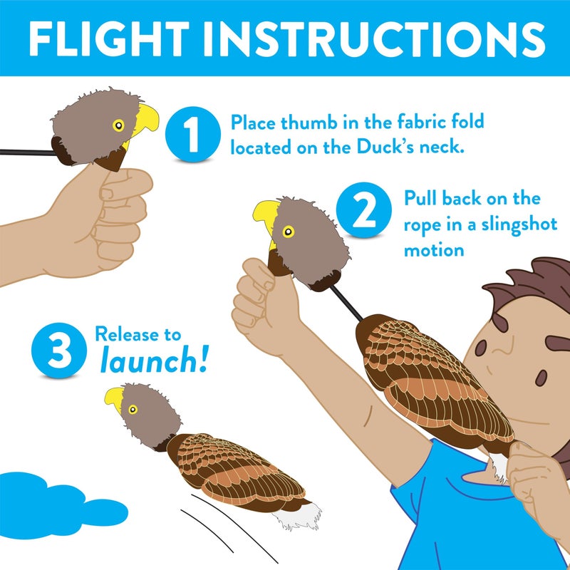 Spunky pup Fly & Fetch Plush Eagle Dog Toy | Interactive 100 ft Sling Shot Launcher with Built-In Bungee | Pull Back & Release | Durable Construction | Ballistic Fabric | Floats | For Medium Breeds - Image 5